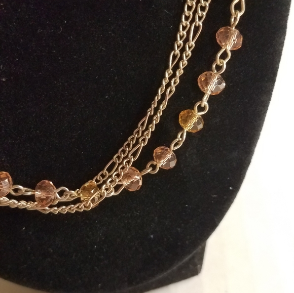Bead and chain necklace  j217 - Picture 2 of 5